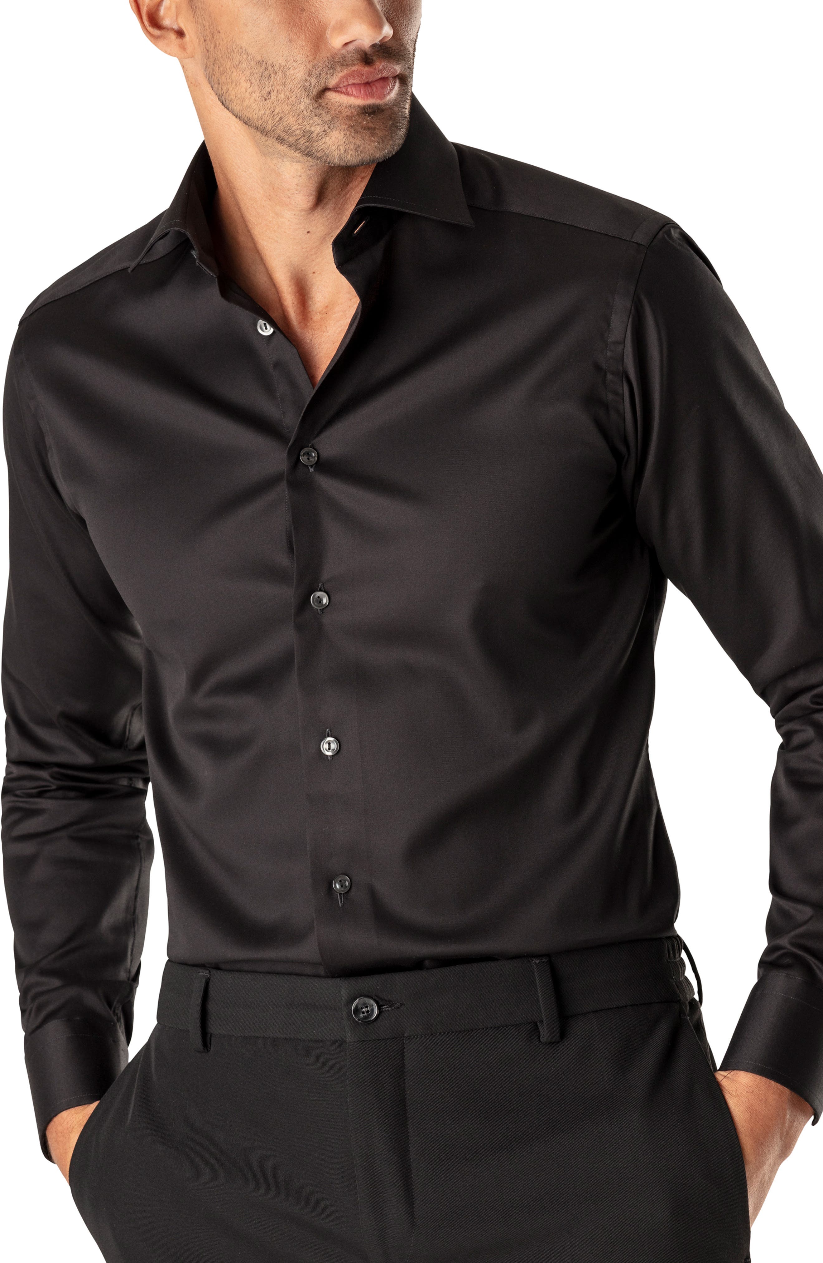 black slim fit dress shirt